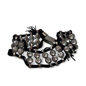 Rolf Bleu Silver Crystal Rhinestone Statement Stretch Bracelet